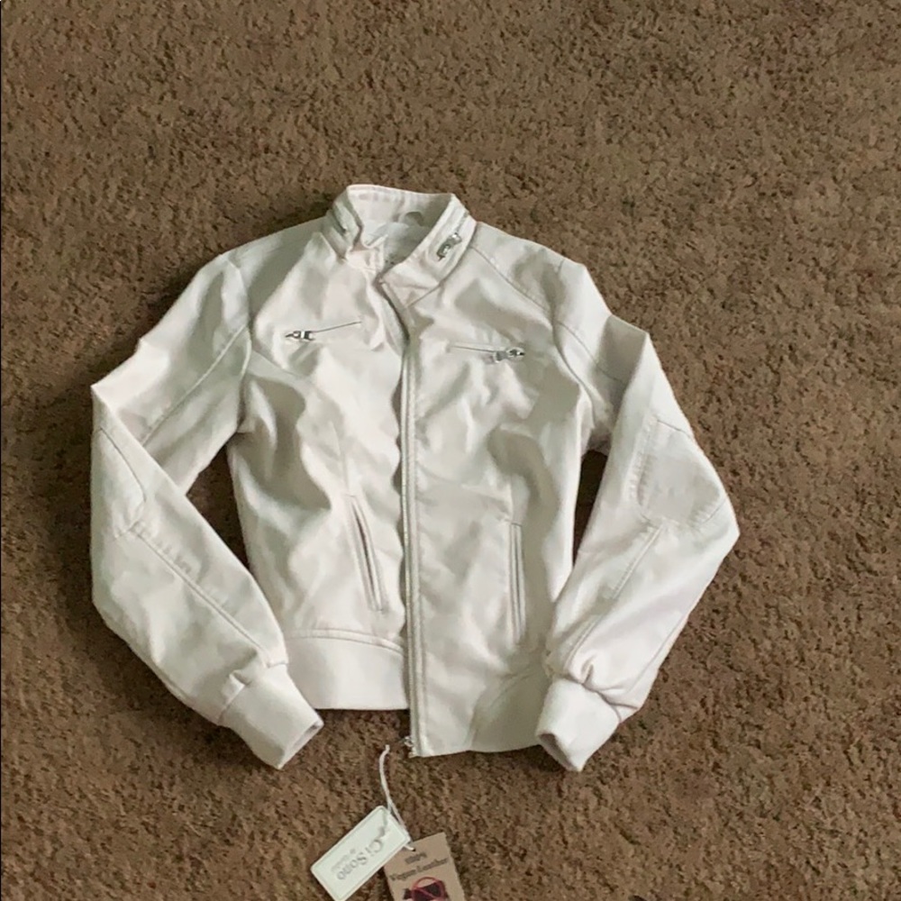 White Leather jacket vegan free
